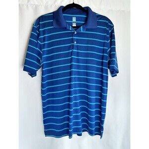 PGA Tour - Performance Airflux Golf Polo - Blue Striped - Men's Size L